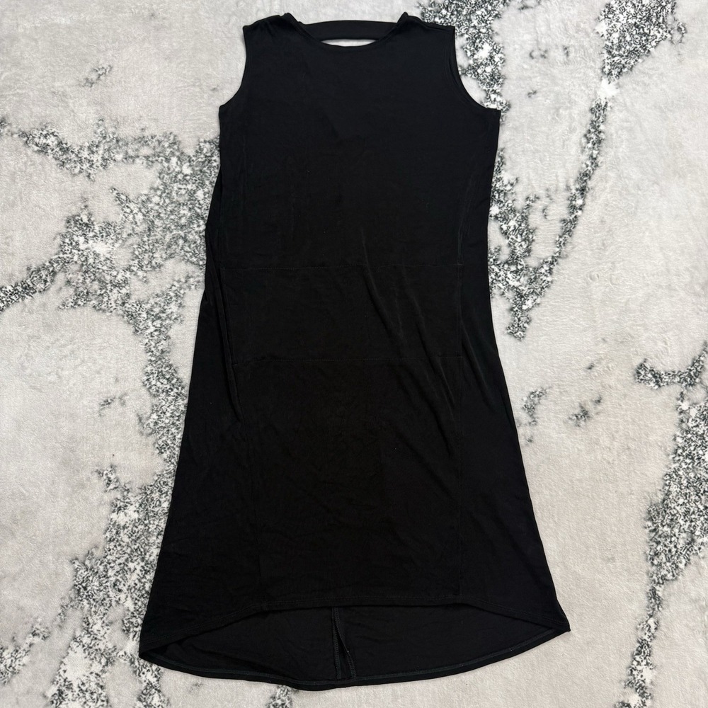Chicos‎ Travelers Dress Womens Sz 1 Black Sleeveless Acetate Stretch Travel Knit